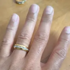 Customer photo of Gold Wedding Band Ring — Timeless Style in Stainless Steel