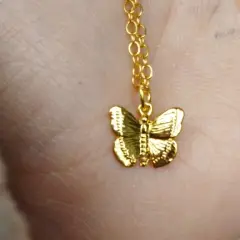 Customer photo of Butterfly Necklace — Vintage Charm & Stainless Steel Snake Chain