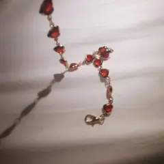 Customer photo of Red Crystal Heart Bracelet — Elegant Metal Chain with Zircon Charm