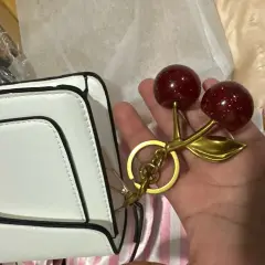 Customer photo of Cherry Bag Charm — Playful Crystal Cherry Pendant Accessory