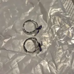 Customer photo of 925 Sterling Silver Iris Earrings — Elegant Floral Design with Enamel