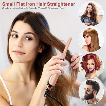 2-in-1 Portable Narrow Flat Iron for Short Hair: Hair Straightener & Curler