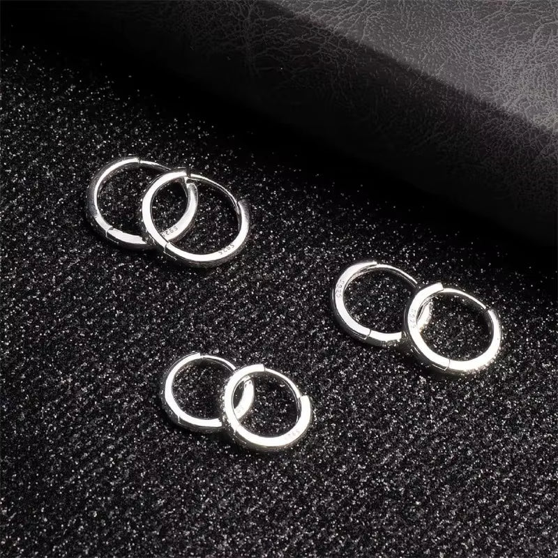925 Silver Gold Huggie Hoops CZ Cartilage Cuff Earrings