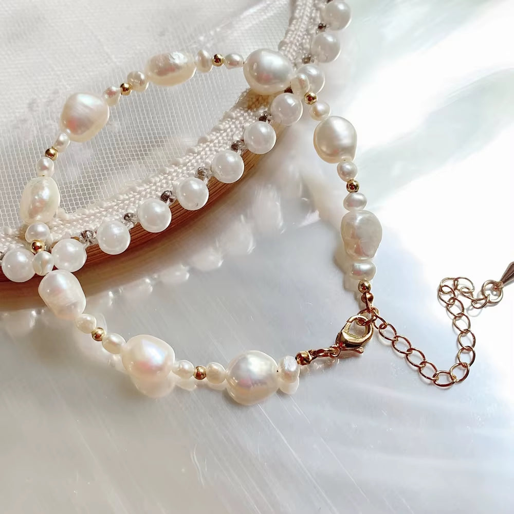 Fashion Natural Freshwater Pearl Bracelet for Women Irregular Baroque Pearl Charm Strand Bracelet Wedding Jewelry Party Gifts
