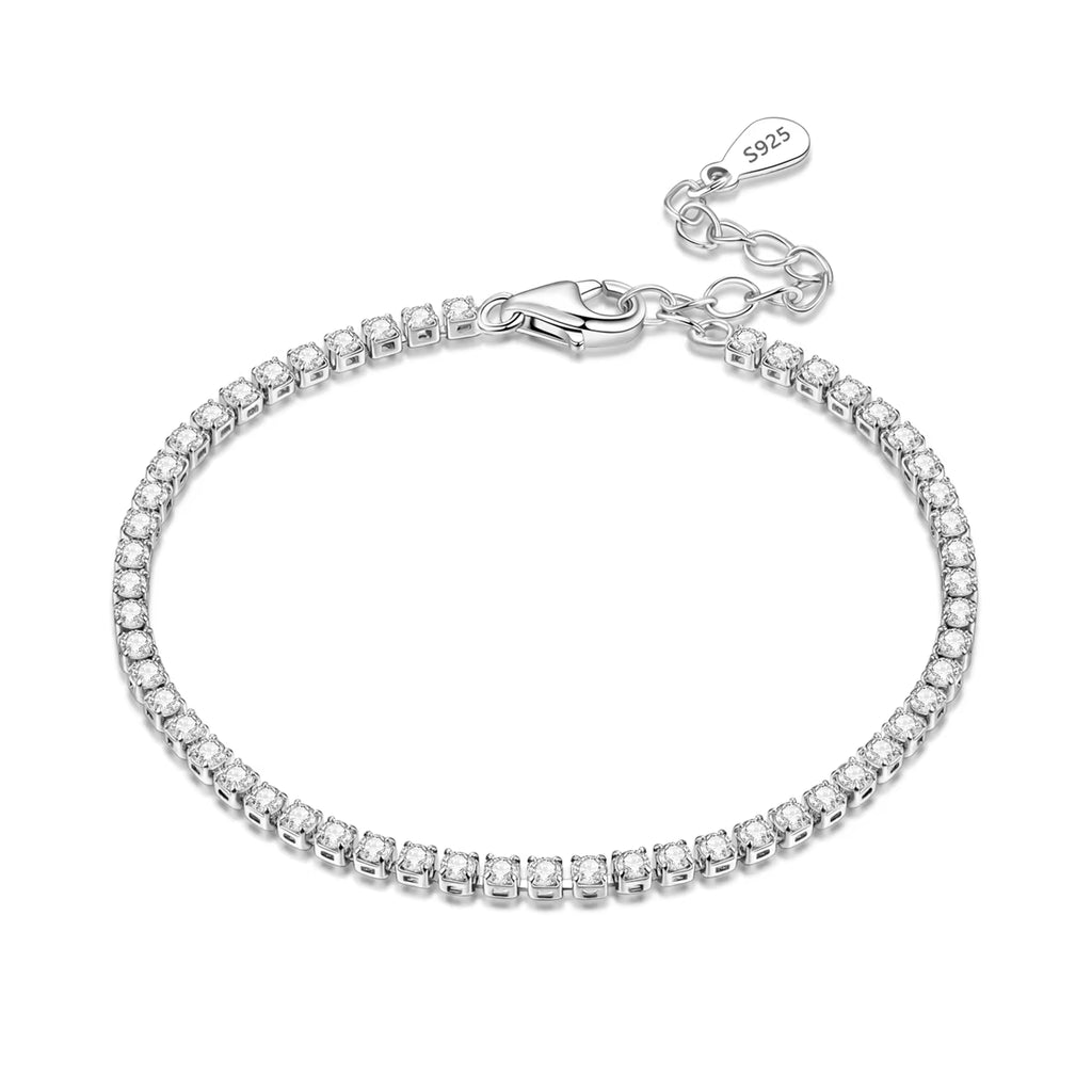 S925 Sterling Silver Bracelet Zircon Women Fashion Simple Engagement Wedding Charm Jewelry for Women Birthday