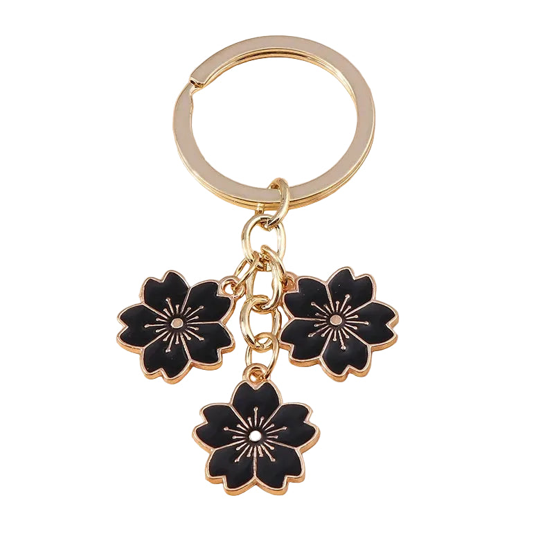 Cute Enamel Keychain Colorful Sakura Flower Key Ring Sweet Key Chains for Women Girls Handbag Accessories DIY Jewelry Gifts