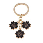 Cute Enamel Keychain Colorful Sakura Flower Key Ring Sweet Key Chains for Women Girls Handbag Accessories DIY Jewelry Gifts
