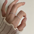 925 Silver Zircon Adjustable Ring Women Wedding Jewelry