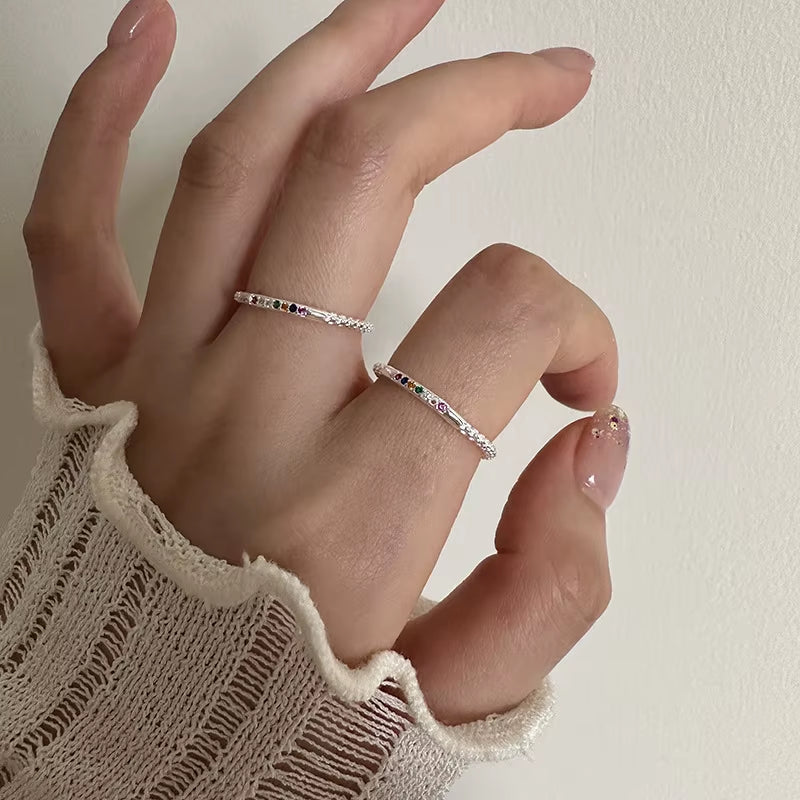 925 Silver Zircon Adjustable Ring Women Wedding Jewelry