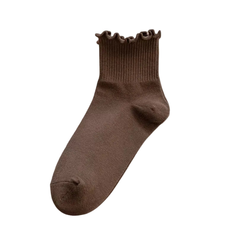 3 Pairs/Lot Cute Socks for Women New Japanese Style Breathable Girls Short Socks Kawaii Solid Socks Frilly Ruffle Socks Casual