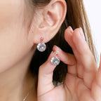 Simple OL Style Cubic Zirconia Stud Earrings for Women Rose Gold Color round Heart Crystal Earing Fashion Wedding Jewelry DFE153
