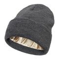 Silk Satin-Lined Winter Beanie - Warm Chunky Satin Head Cap for Men & Women