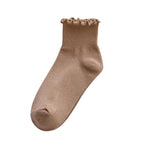 3 Pairs/Lot Cute Socks for Women New Japanese Style Breathable Girls Short Socks Kawaii Solid Socks Frilly Ruffle Socks Casual
