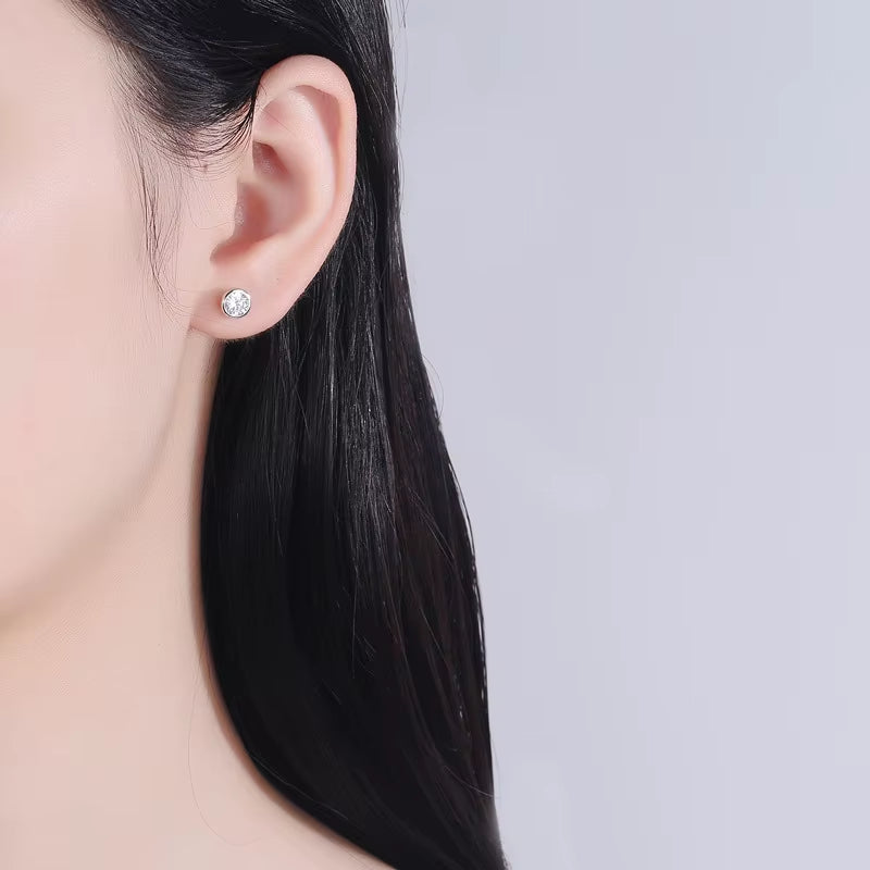 925 Sterling Silver Zircon Screw Thread Stud Earrings for Women