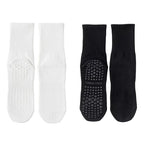 4 Pairs Yoga Socks for Women Simple Solid Color Cotton Pilates Socks Mid Calf Silicone Non-Slip Fitness Gym Indoor Floor Socks