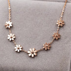 New Titanium Steel Brand Jewelry 7 Daisy Anklets for Women Rose Gold Color Fashion Prevent Allergy Summer Jewelry