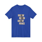 Know God Know Peace V-Neck Tee — Christian Inspirational Faith Shirt