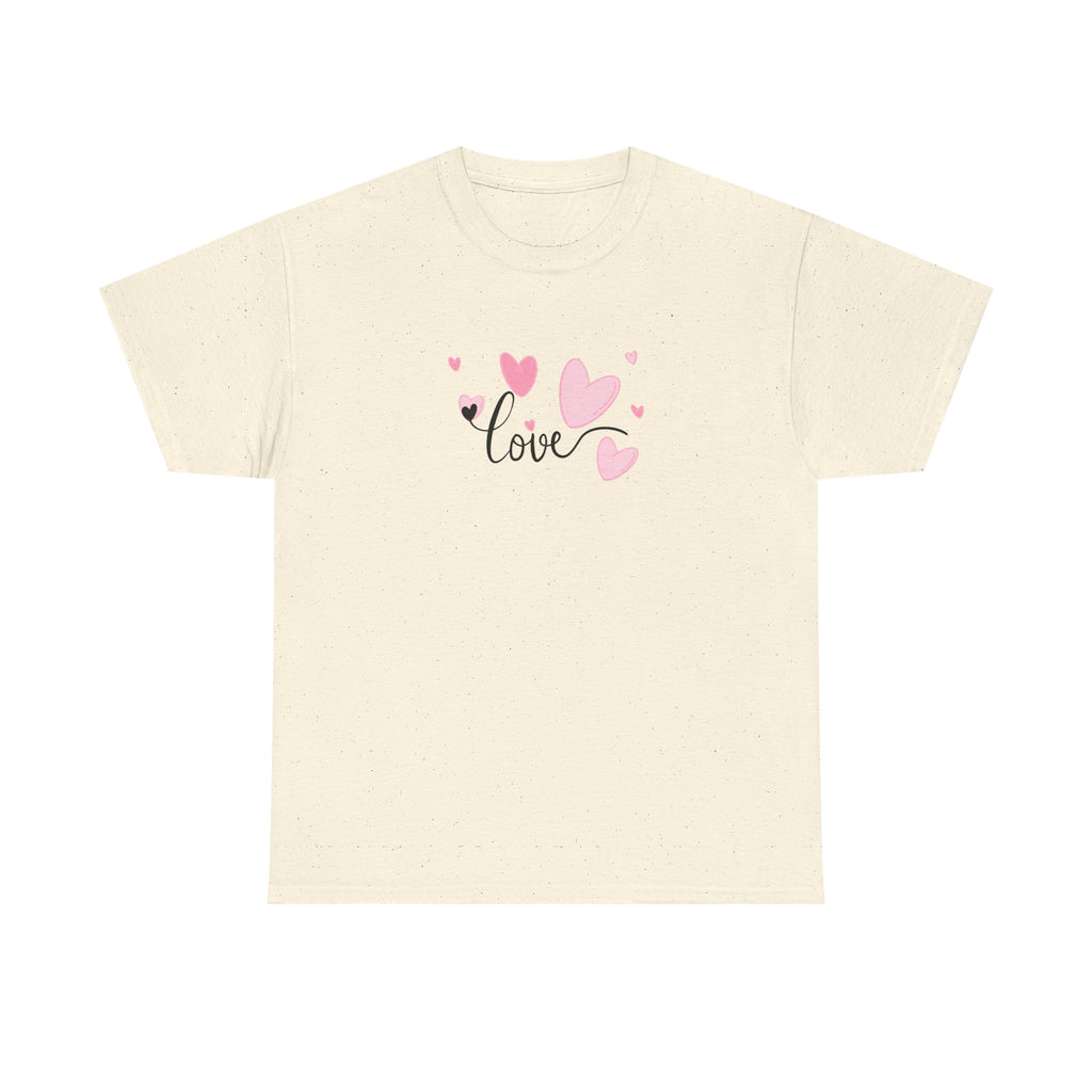 Love Hearts T-Shirt – Pink Heart Design with "love" Script