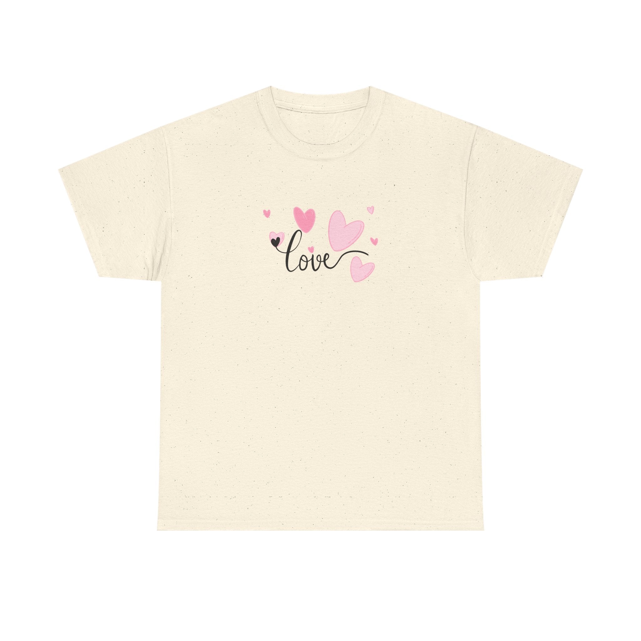 Love Hearts T-Shirt – Pink Heart Design with "love" Script