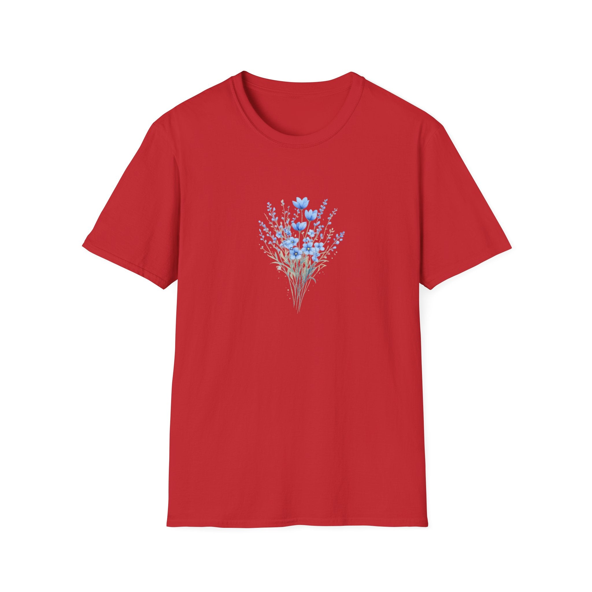 Floral Blue Bouquet T-Shirt — Delicate Watercolor Wildflower Tee