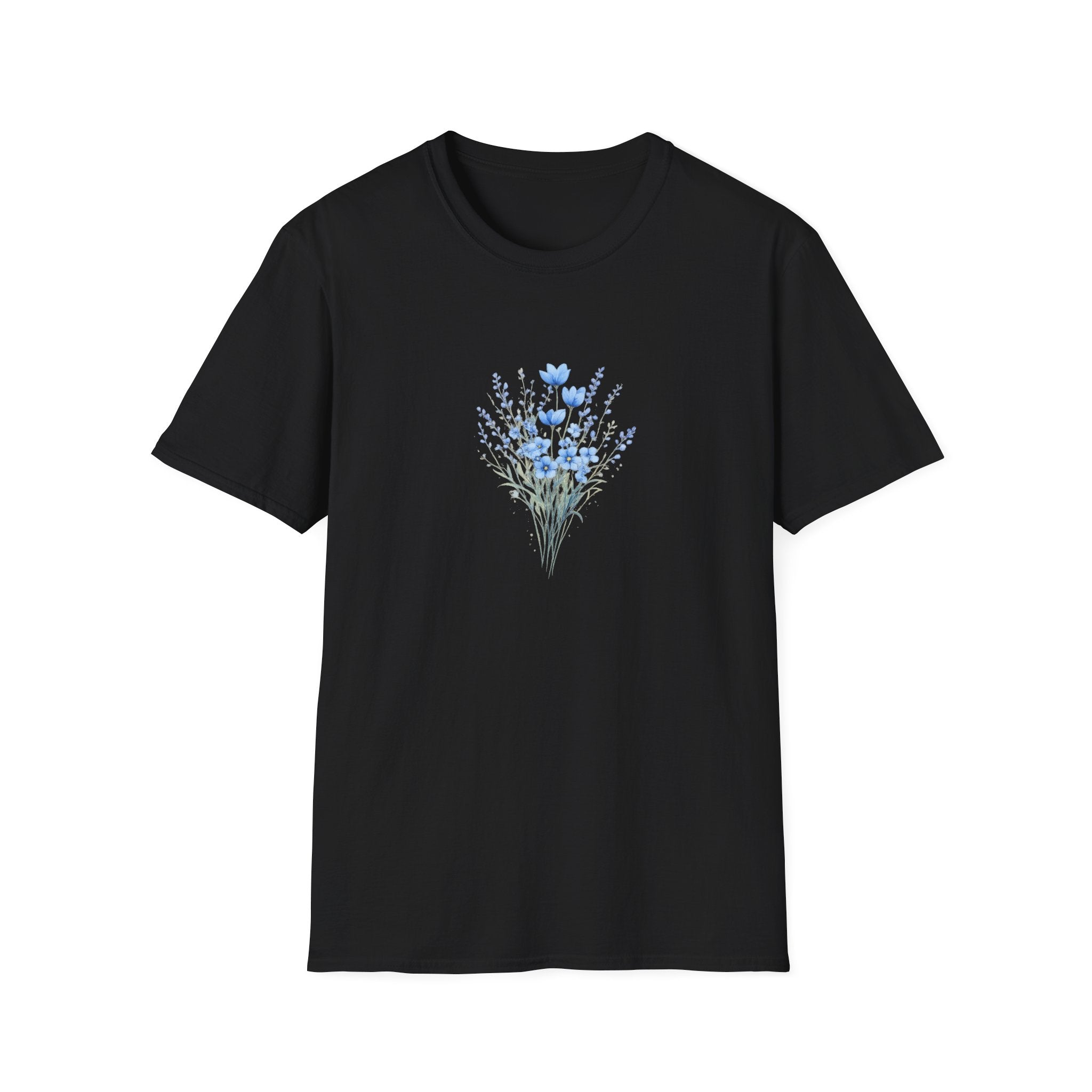 Floral Blue Bouquet T-Shirt — Delicate Watercolor Wildflower Tee