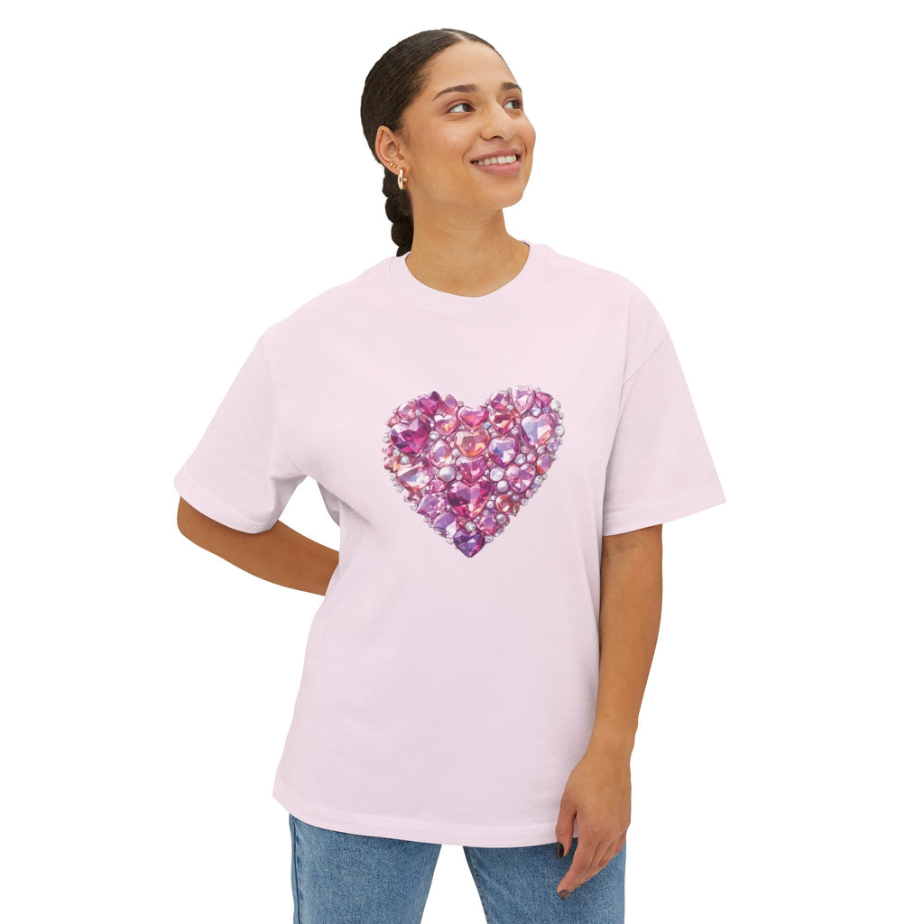 Boxy Tee — Pink Gem Heart Graphic T-Shirt