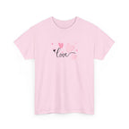 Love Hearts T-Shirt – Pink Heart Design with "love" Script