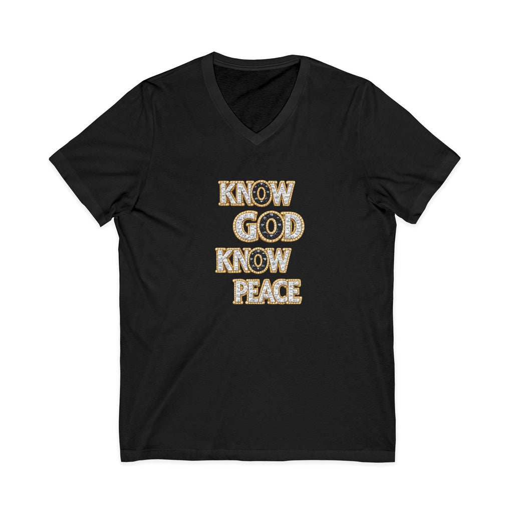 Know God Know Peace V-Neck Tee — Christian Inspirational Faith Shirt