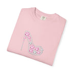 Floral High Heel Graphic Tee — Pink Flower Shoe Design