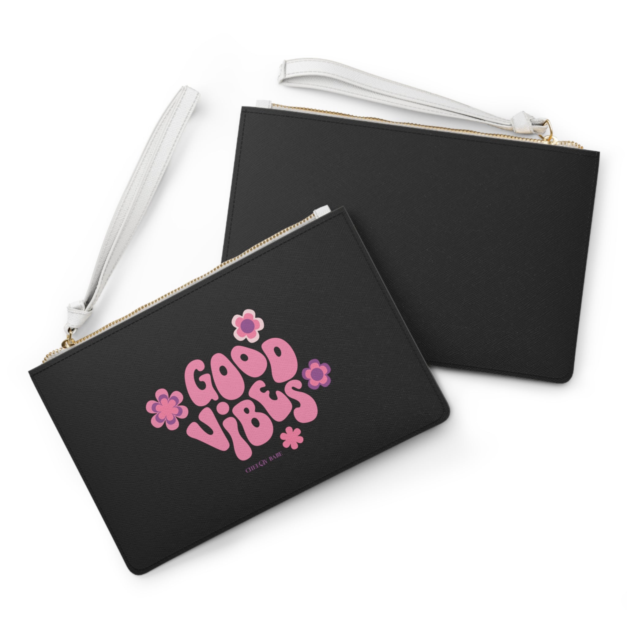 Good Vibes Clutch Bag - Black, Chic & Stylish Purse for Everyday Use