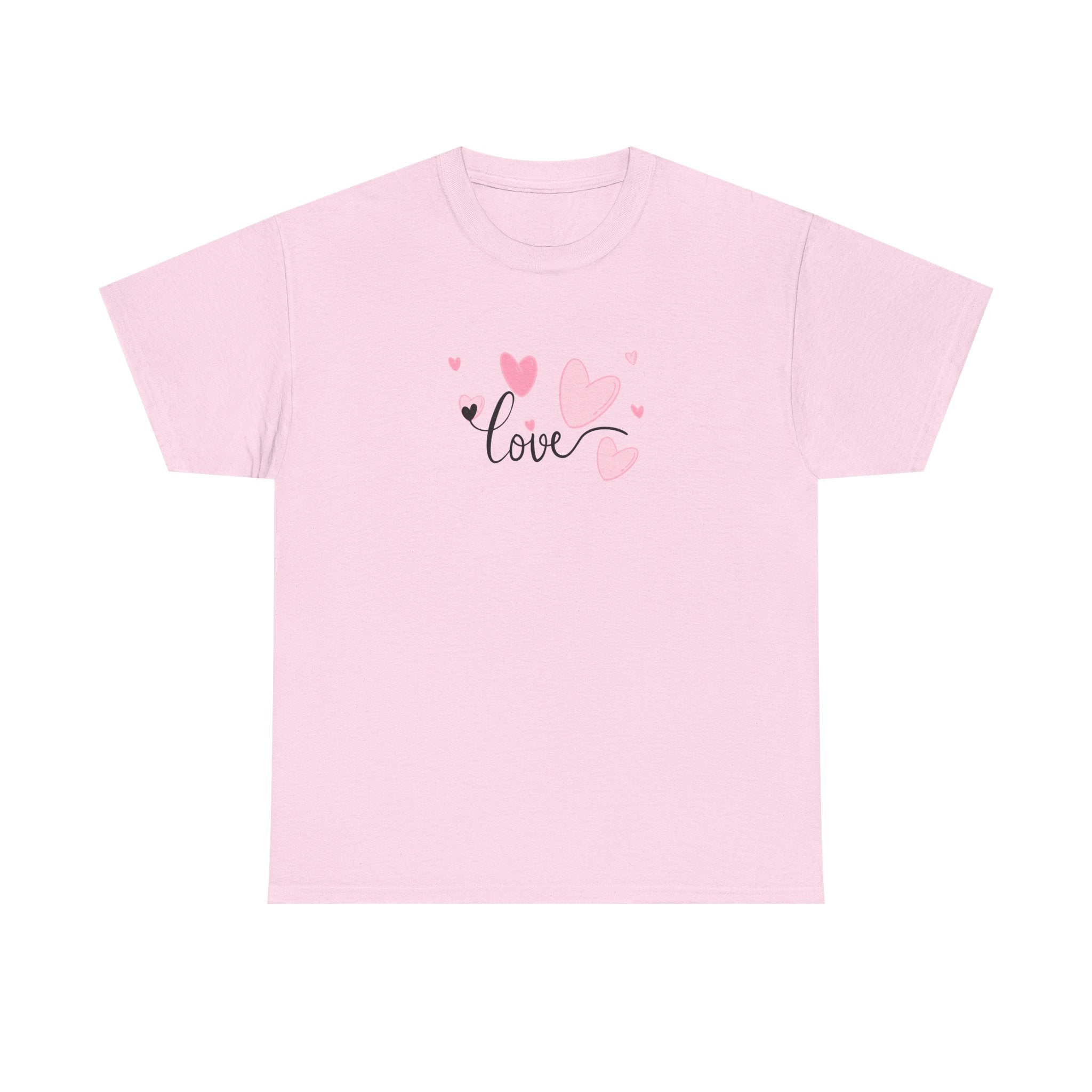 Love Hearts T-Shirt – Pink Heart Design with "love" Script