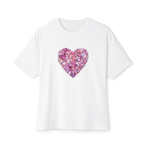 Boxy Tee — Pink Gem Heart Graphic T-Shirt