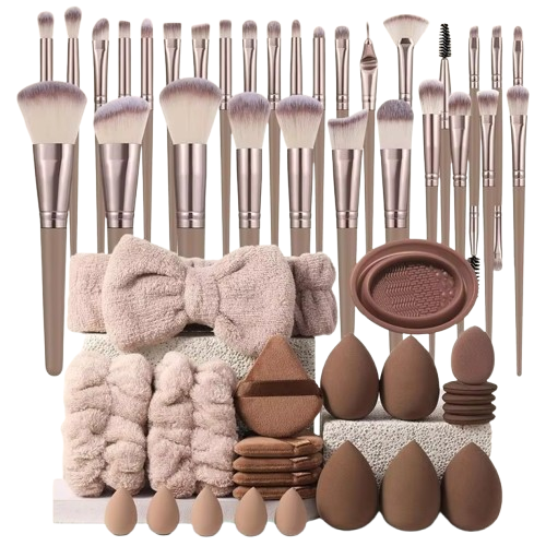 Professional Makeup Tools Set: Brushes, Sponge, Puff, Headband, Bowl
