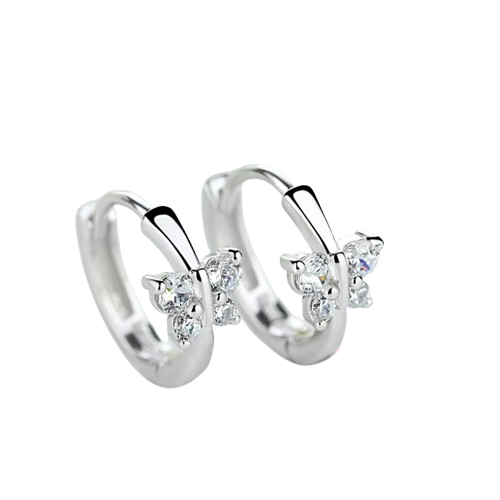 Baby Princess 925 Silver Butterfly Zirconia Small Hoop Earring for Girls Child Wome Beautiful Aros Huggies Earring Jewelry