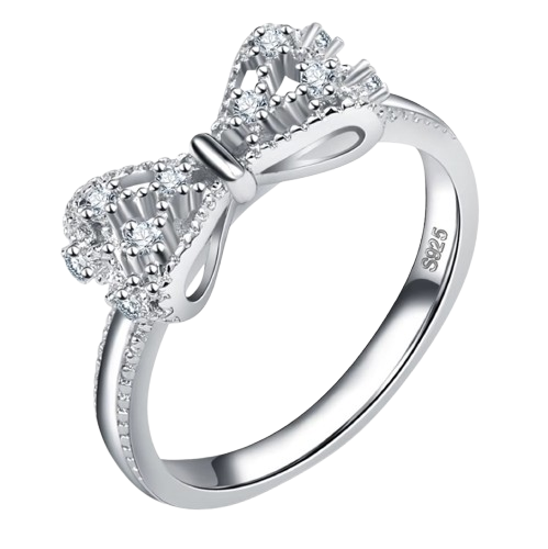 925 Sterling Silver Bowknot CZ Ring – Trendy Wedding Jewelry