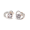 925 Sterling Silver Crystal Heart Stud Earrings for Women