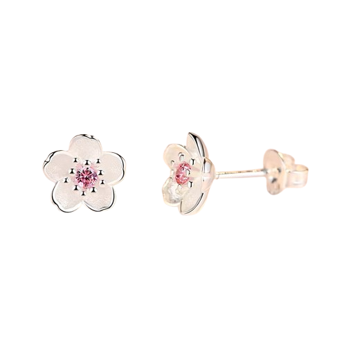 925 Sterling Silver Crystal Flower Stud Earrings for Women