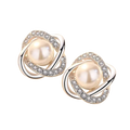 Luxury 925 Silver Zircon Pearl Twist Stud Earrings for Women