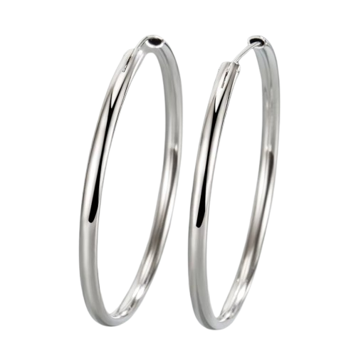 925 Sterling Silver 3MM Thick Hoop Earrings Women Wedding Trend