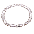 925 Sterling Silver Figaro Bracelet 6-8mm Chain Jewelry 20cm