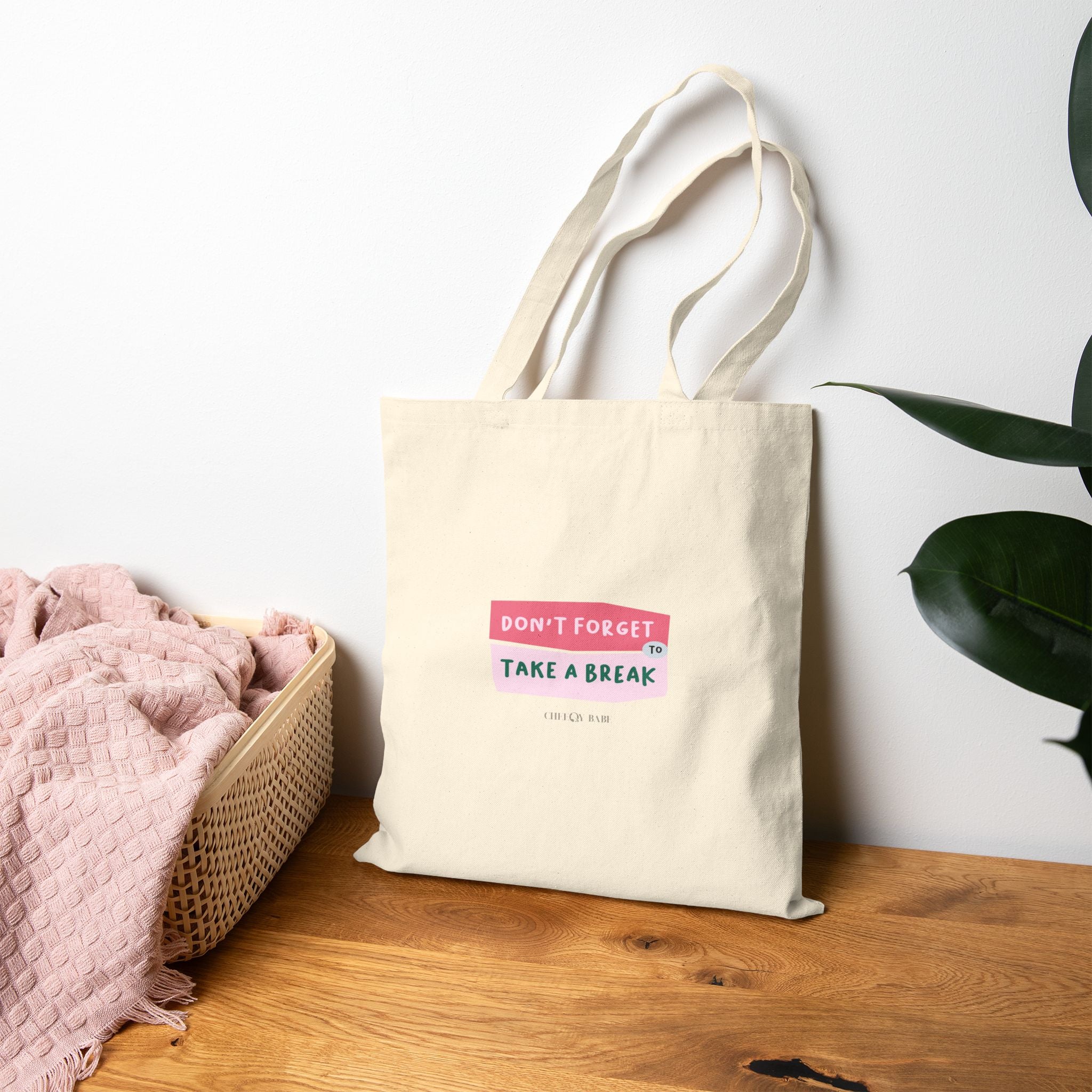 Cotton Canvas Tote Bag - 'Take a Break'