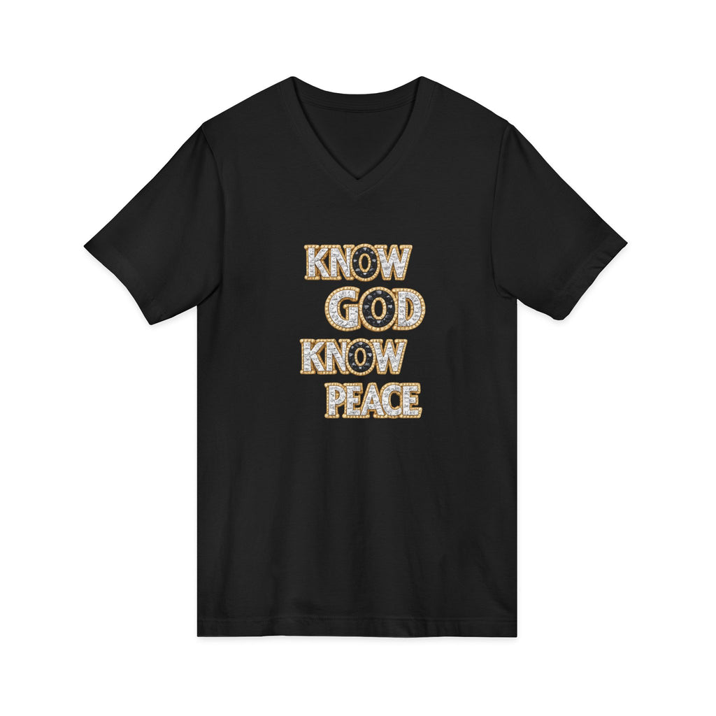 Know God Know Peace V-Neck Tee — Christian Inspirational Faith Shirt