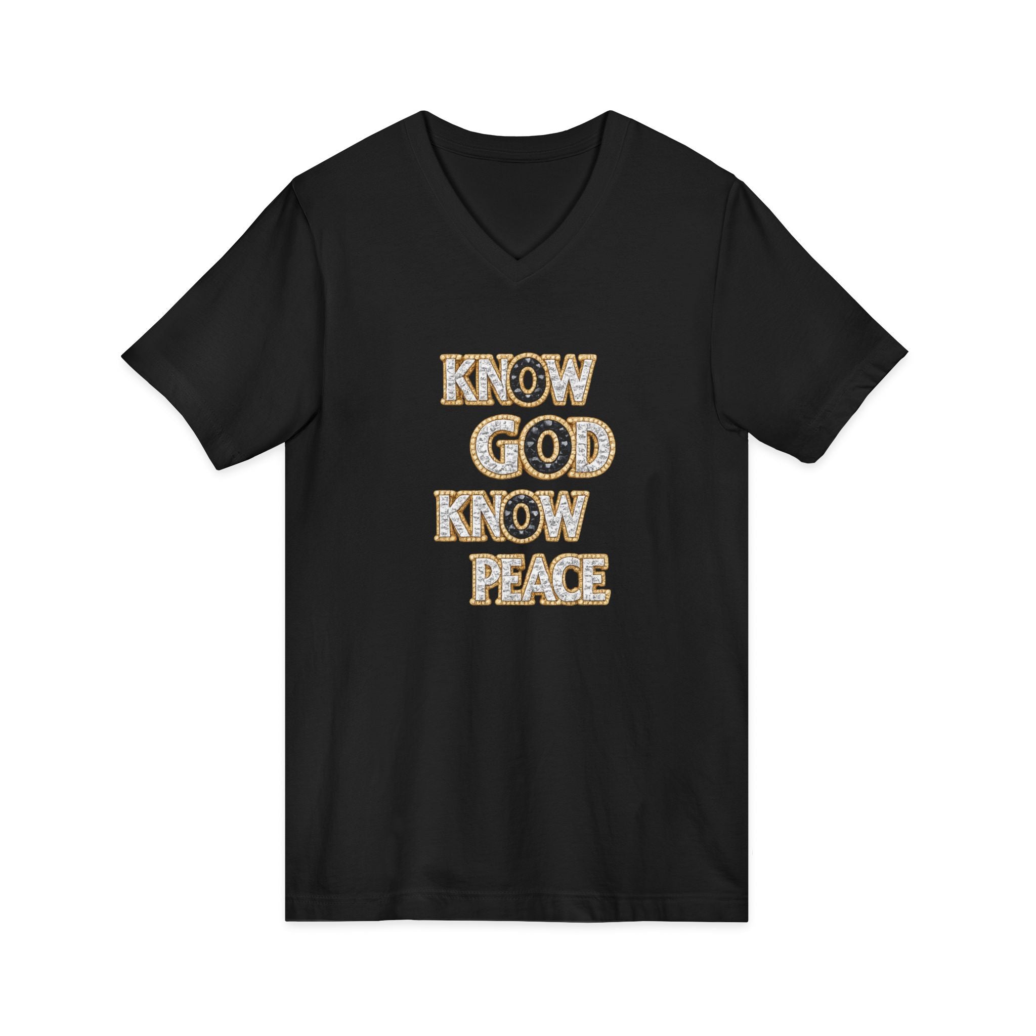 Know God Know Peace V-Neck Tee — Christian Inspirational Faith Shirt