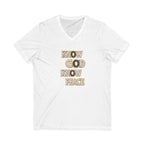 Know God Know Peace V-Neck Tee — Christian Inspirational Faith Shirt