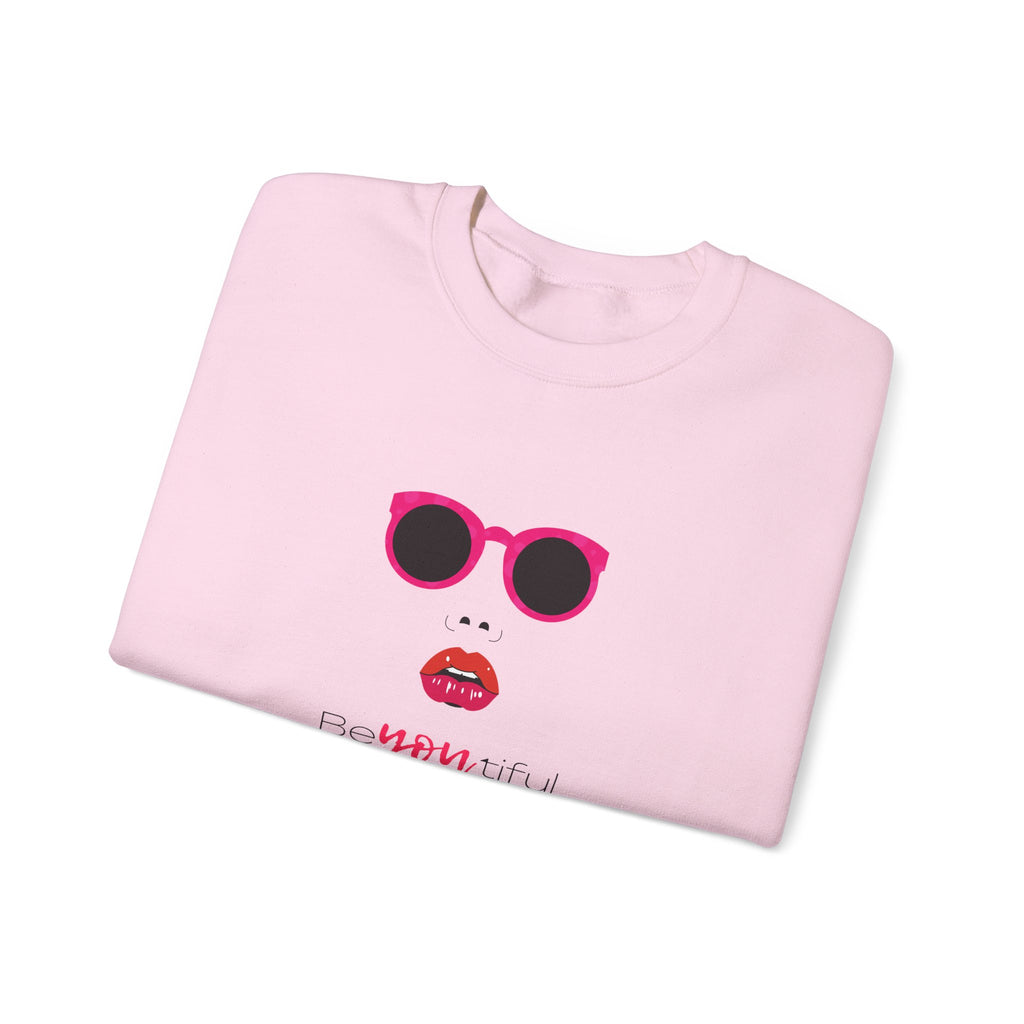 Crewneck Sweatshirt - "Be You, Kind" Pink Sunglasses & Lips Graphic
