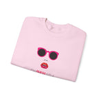 Crewneck Sweatshirt - "Be You, Kind" Pink Sunglasses & Lips Graphic