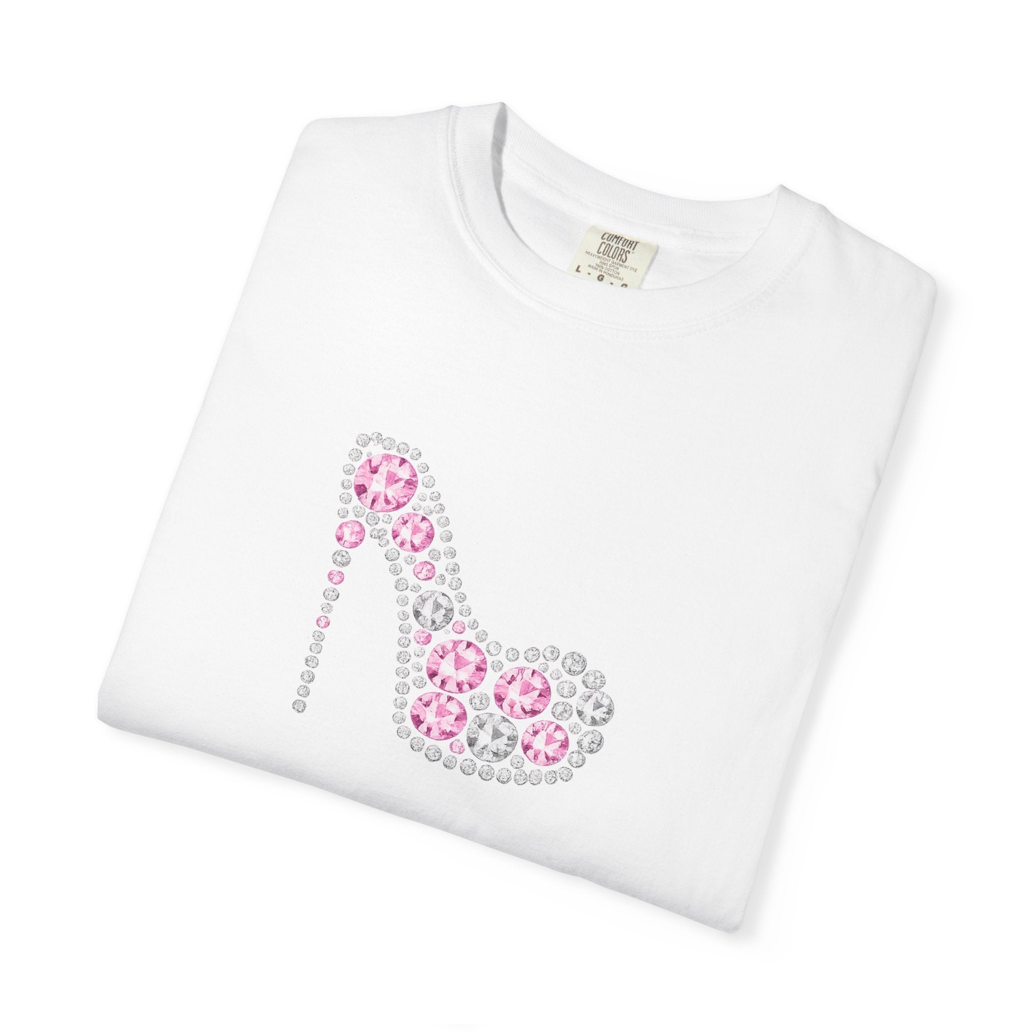 Floral High Heel Graphic Tee — Pink Flower Shoe Design