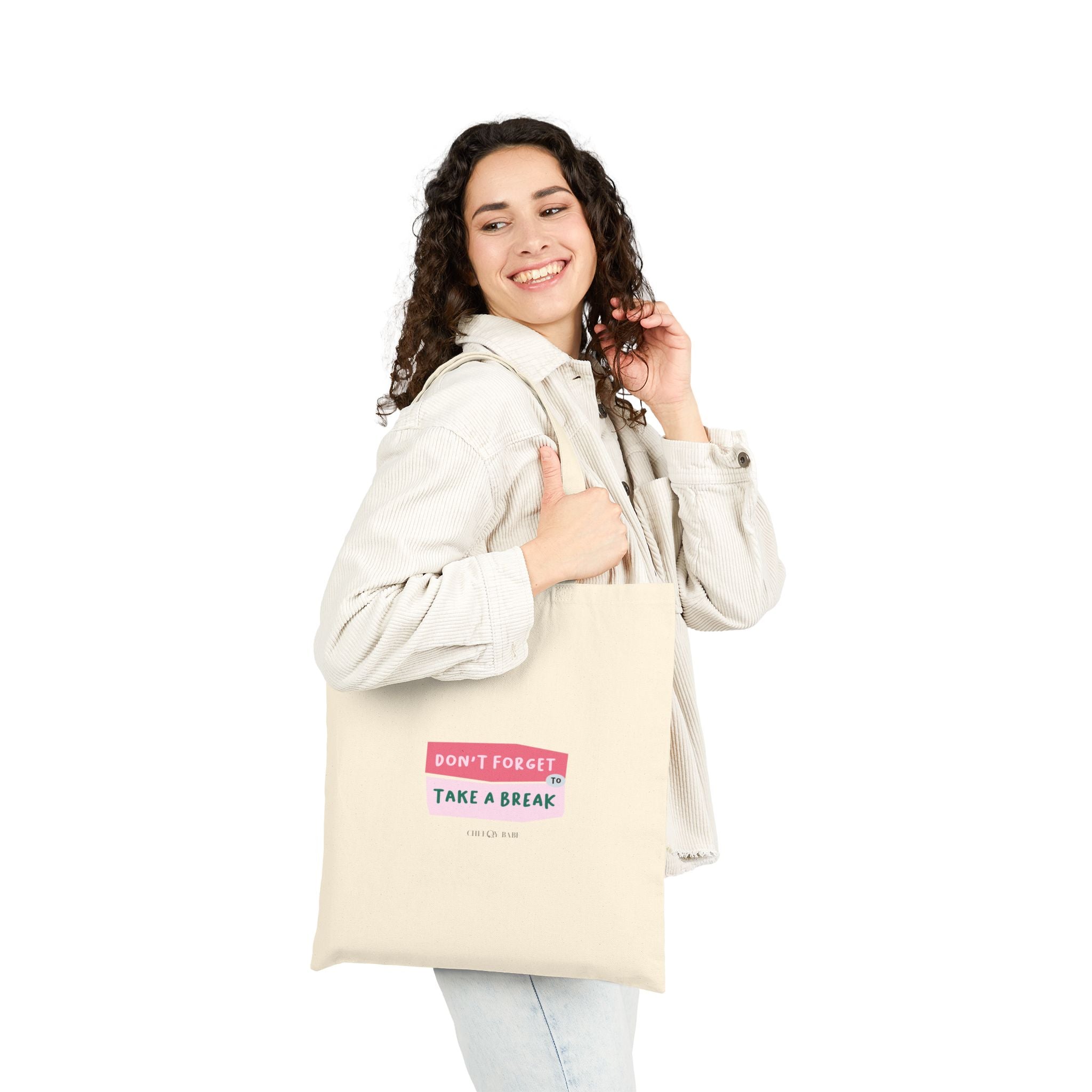 Cotton Canvas Tote Bag - 'Take a Break'