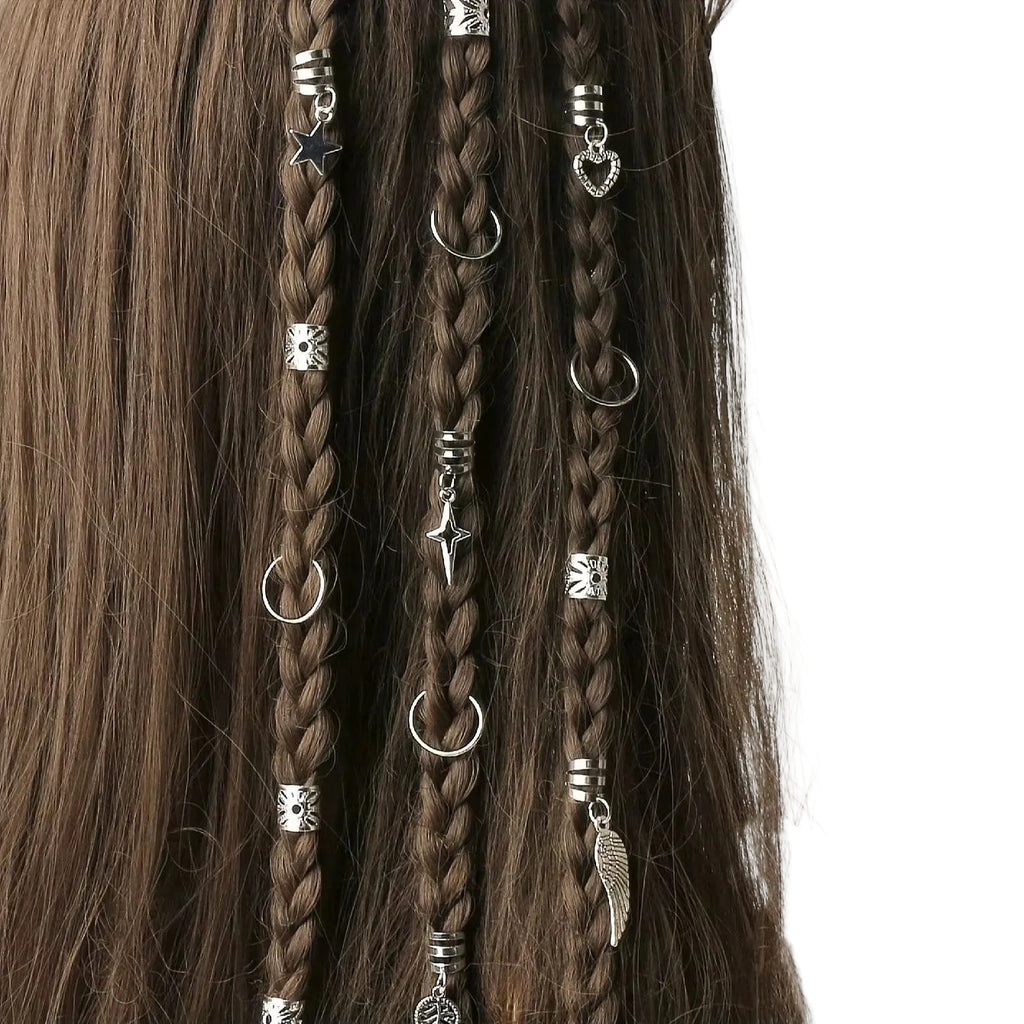 45Pcs Alloy Braid Hair Ring Dreadlock Hair Ring - Hippie Style Hair Accessories Loc Hair Jewelry for Braids for Girls and Women