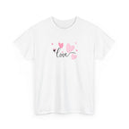 Love Hearts T-Shirt – Pink Heart Design with "love" Script